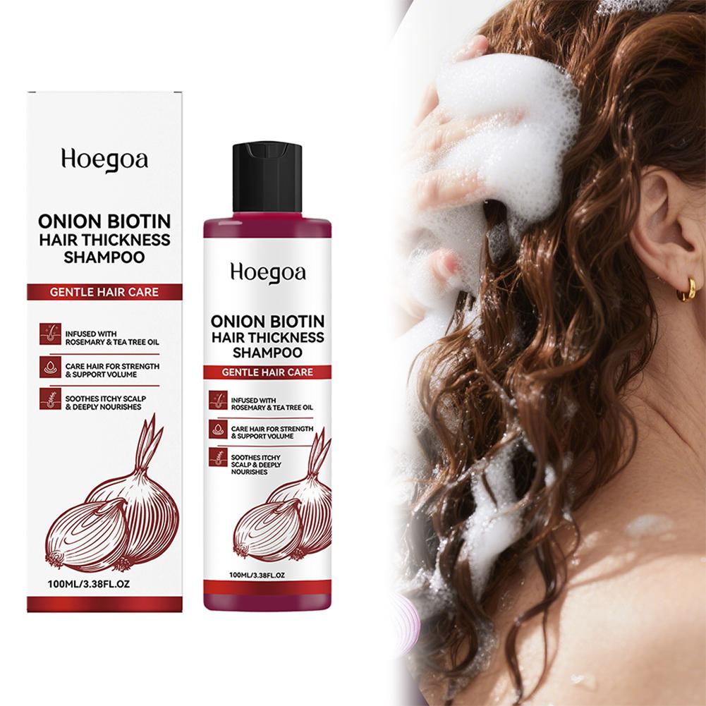 Biotin Shampoo Thickening - 100ml Zwiebel-Biotin-Shampoo gegen Haarausfall, Kopfhautpflege-Shampoo, sanfte