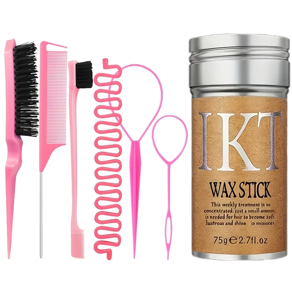 Hair Care Tools - 7-teiliges Haarpflege-Set mit Haarwachs, Kamm, Flechtwerkzeug