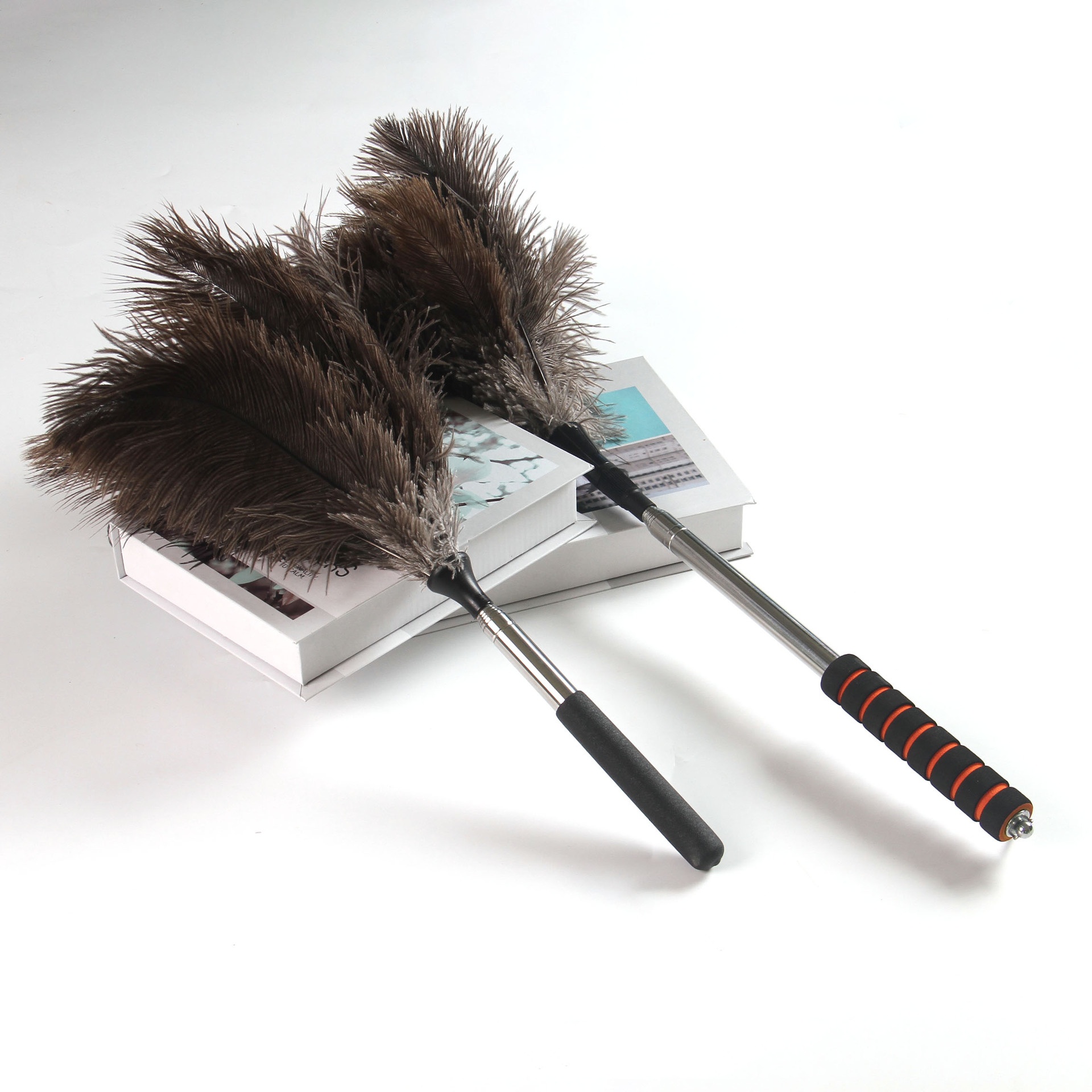 Hair Care Journal - Skalierbarer Staubwedel mit langem Griff, Straußenhaar-Staubentferner,