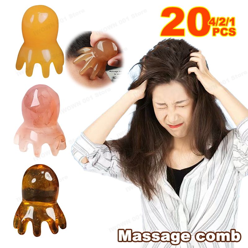 House Hair Care - Oktopus-Akupunkturpunktkamm aus Naturharz, tragbares Kopf- und